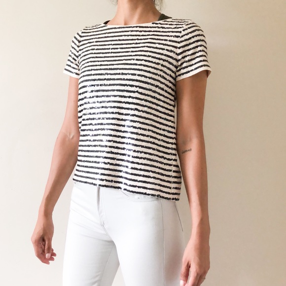 J. Crew Tops - J, Crew Sequin Strip tee 367